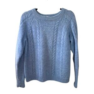 NONIA Handmade Wool Crew Neck Long Sleeve Sweater Blue L